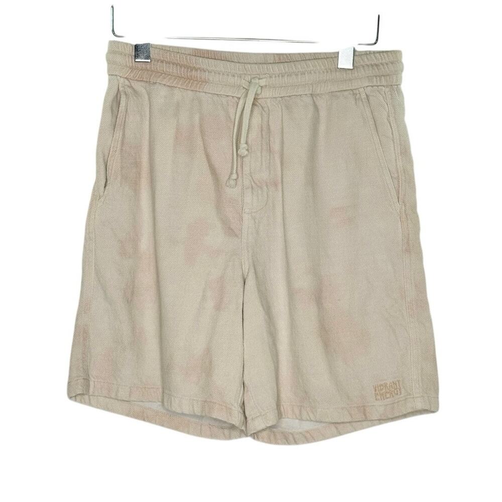 Zara Mens 100% Cotton Pull On Shorts M Abstract Dyed Casual Lounge Leisure